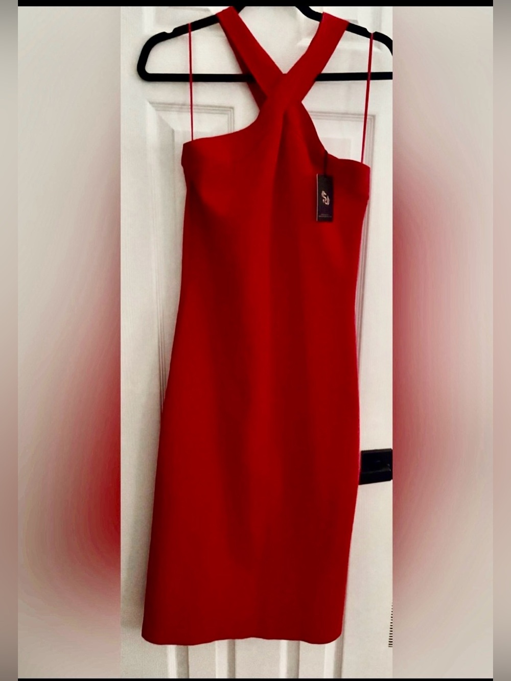 Sincerly Jules Red Cross -neck Sheath Dress